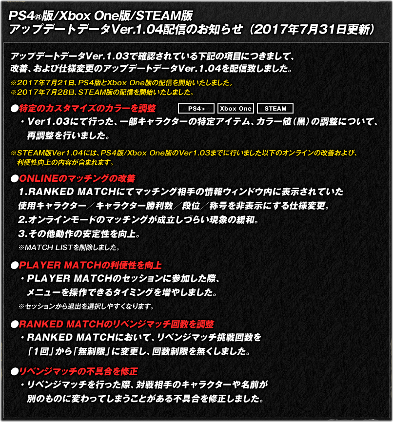 PS4®版　アップデートデータVer.1.03配信のお知らせ